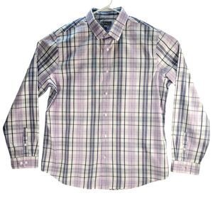 Express Fitted Mens XL Long Sleeve Button Down Purple Gingham‎ Shirt